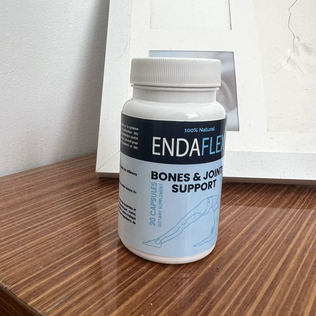Côté de l’étiquette EndaFlex avec la mention 30 capsules